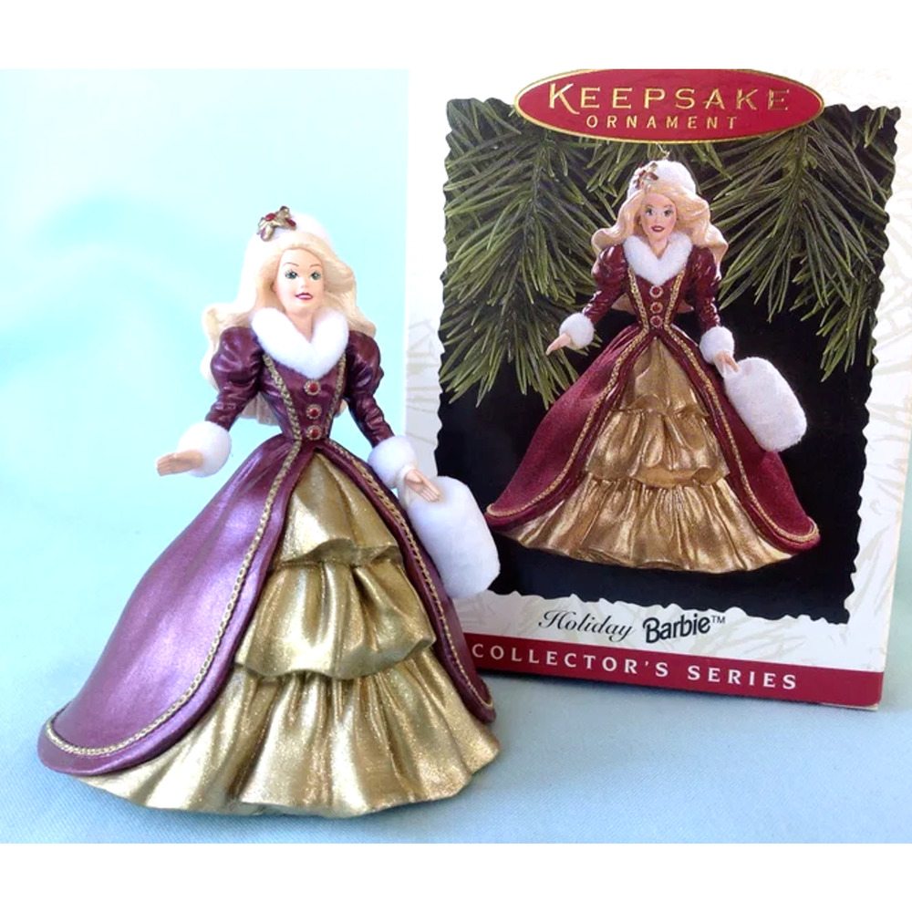 Hallmark Holiday Barbie Christmas Ornament 4th Series 1996 Blonde Gold Box Vtg